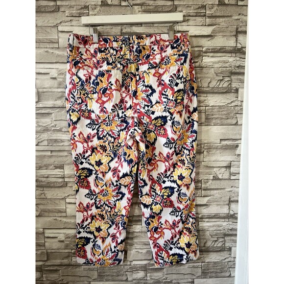 Jessica London Pants Women's 12W PLUS Capri High Rise Front Floral Print - Picture 2 of 8
